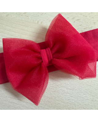 Hair band with tulle bow in cotton