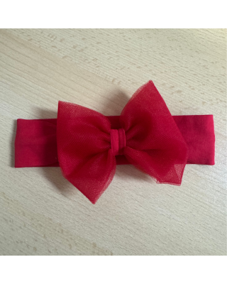 Hair band with tulle bow in cotton