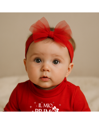 Hair band with tulle bow in cotton