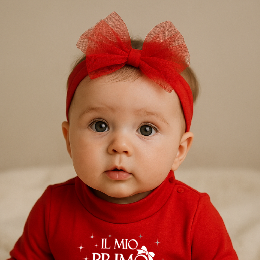 Hair band with tulle bow in cotton