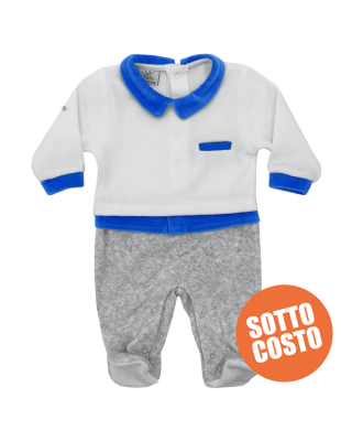 Tutina neonato in ciniglia con finto taschino personalizzabile con nom