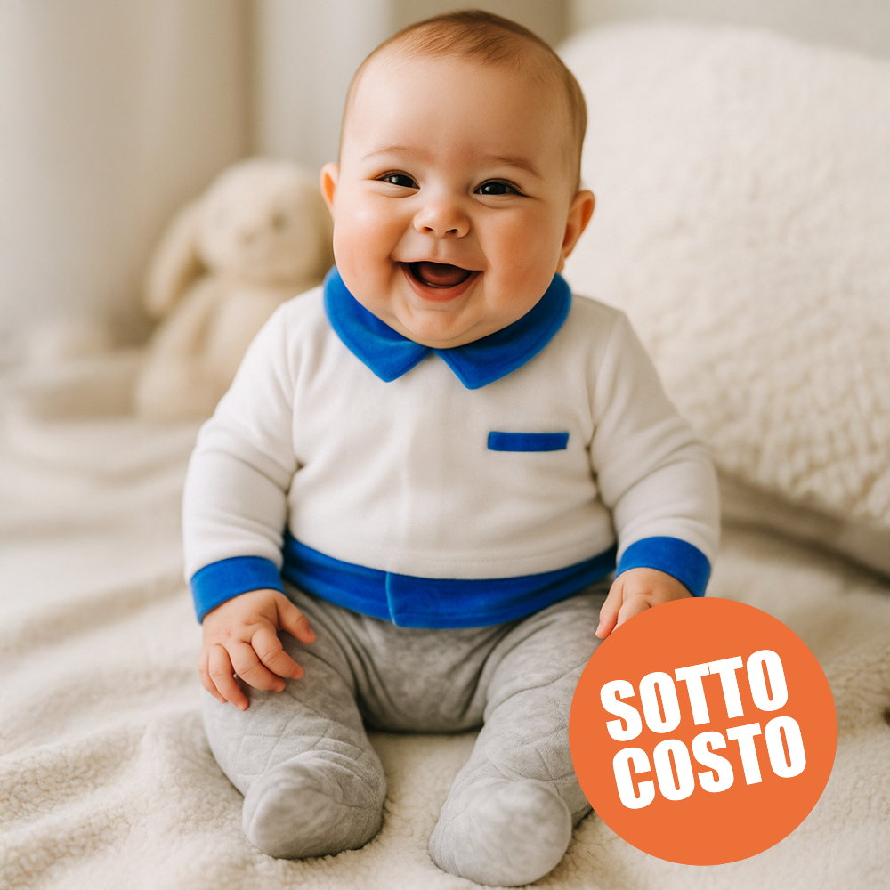 Tutina neonato in ciniglia con finto taschino personalizzabile con nom