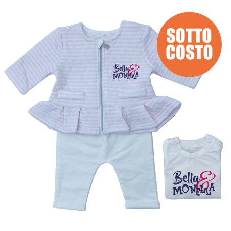 Completo 3 pezzi neonata "Bella & Monella"
