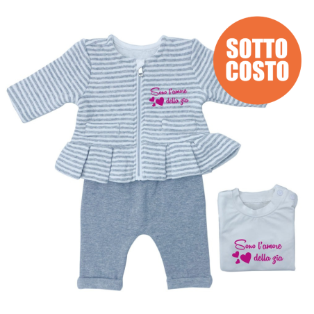 Completo 3 pezzi neonata "Sono l'amore della zia"