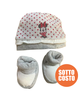 Kit cappellino e babbucce neonata "Minnie"a pois