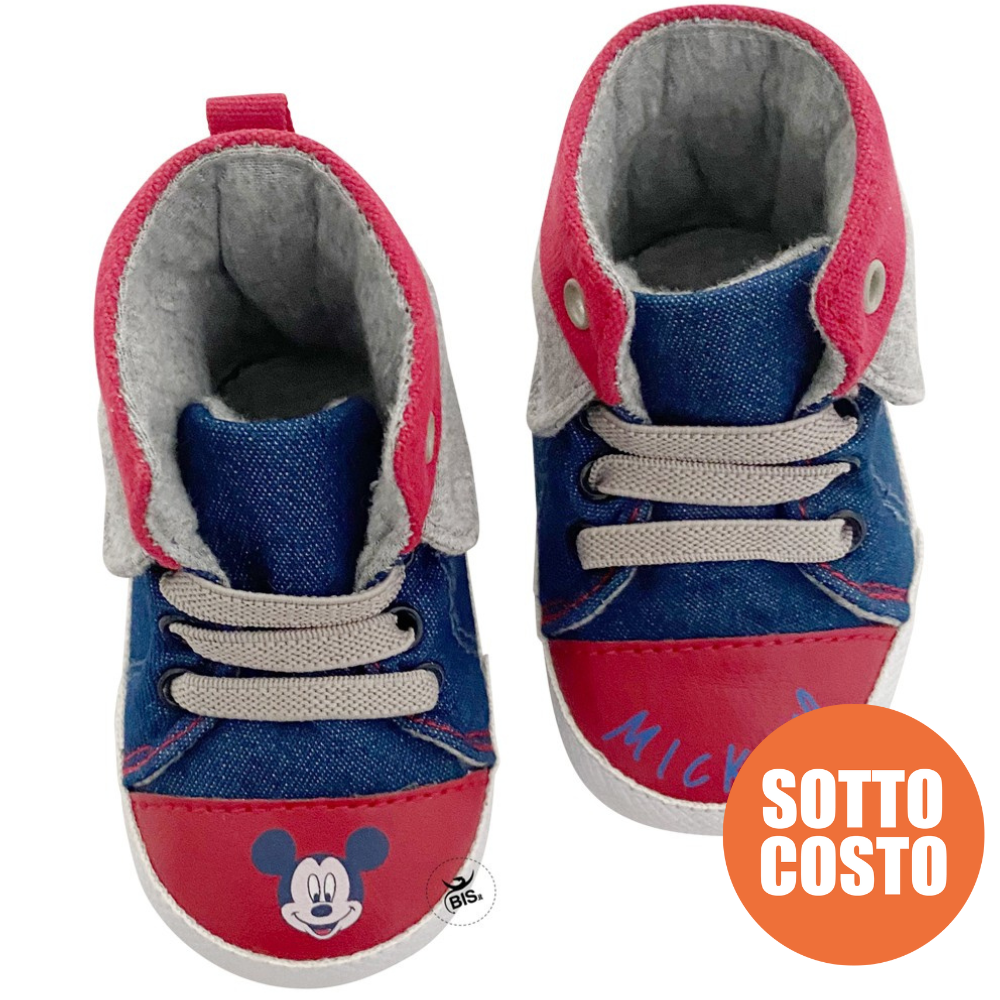 Scarpine effetto jeans neonato "Topolino"