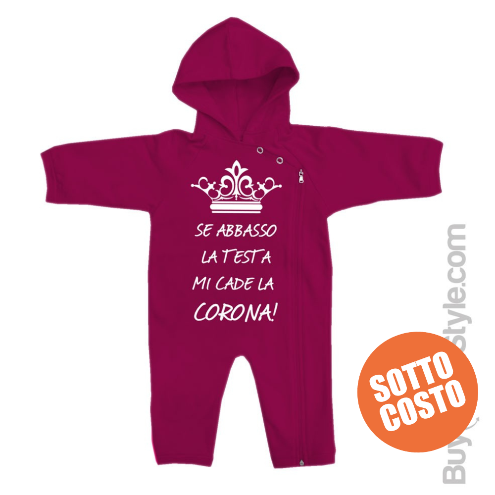 Tutina in felpa con stampa "Se abbasso la testa mi cade la corona"