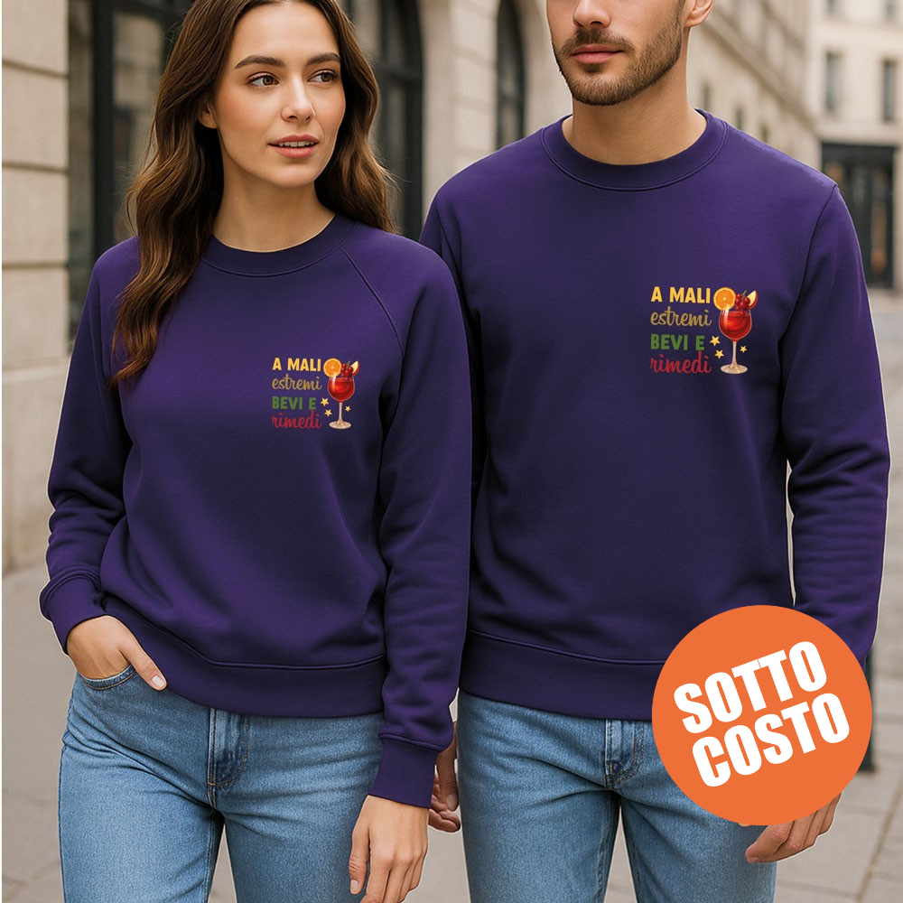 Felpa “A mali estremi bevi e rimedi” Purple Mood – Outfit coppia o regalo amica | bis.it