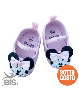 Ballerine neonata rosa "Minnie" con fiocco