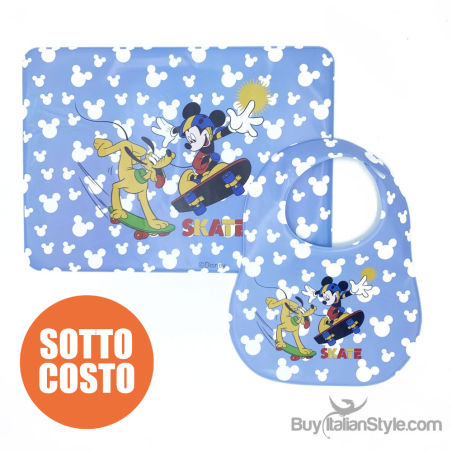 Tovaglietta e bavaglino neonato, fantasia "Topolino"