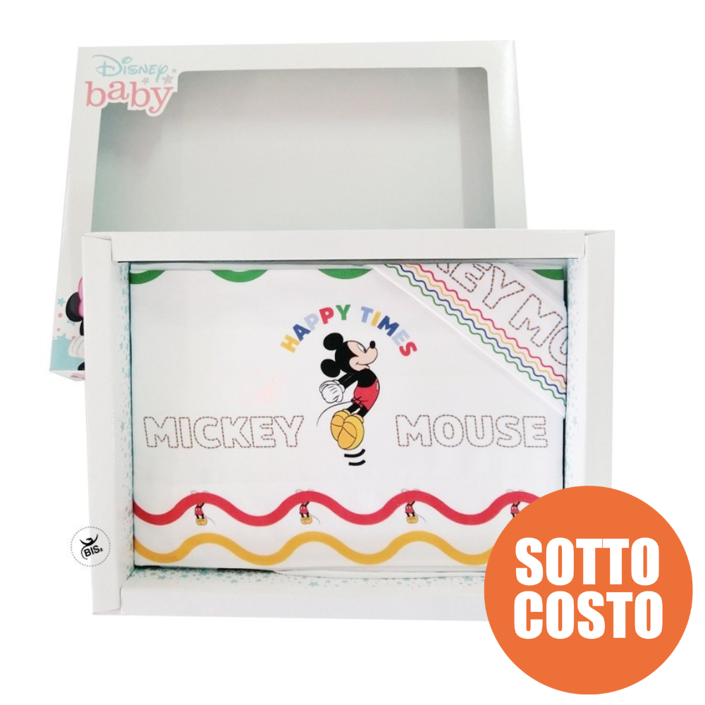 Set lenzuola "Mickey mouse Happy times" da personalizzare con nome