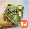 Scarpine neonata oro "Minnie" con imbottitura in pelliccia