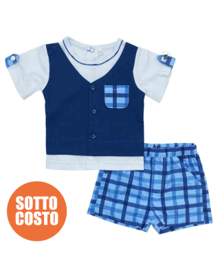 Romper suit with linen waistcoat