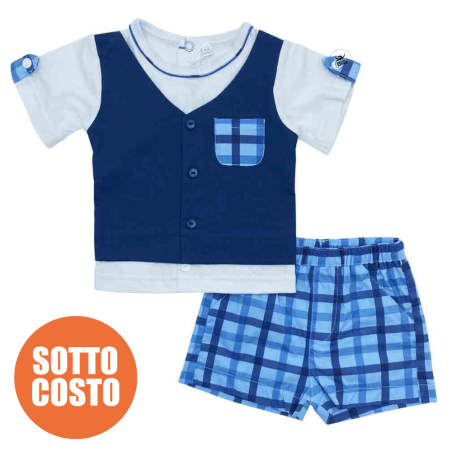 Completino a quadri con gilet e taschino