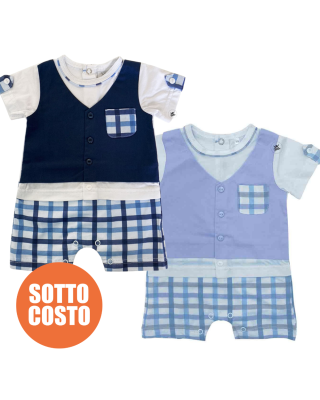 Romper suit with linen waistcoat