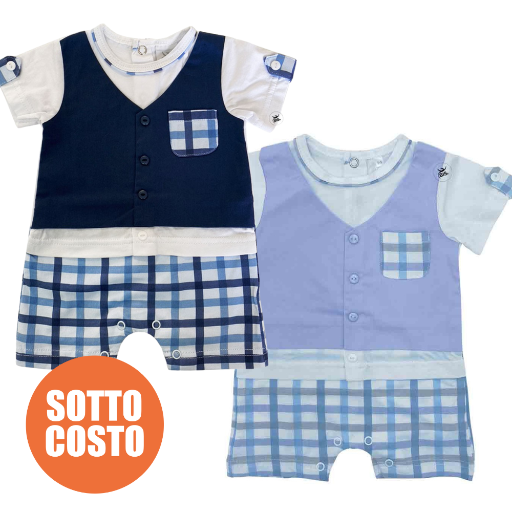 Romper suit with linen waistcoat