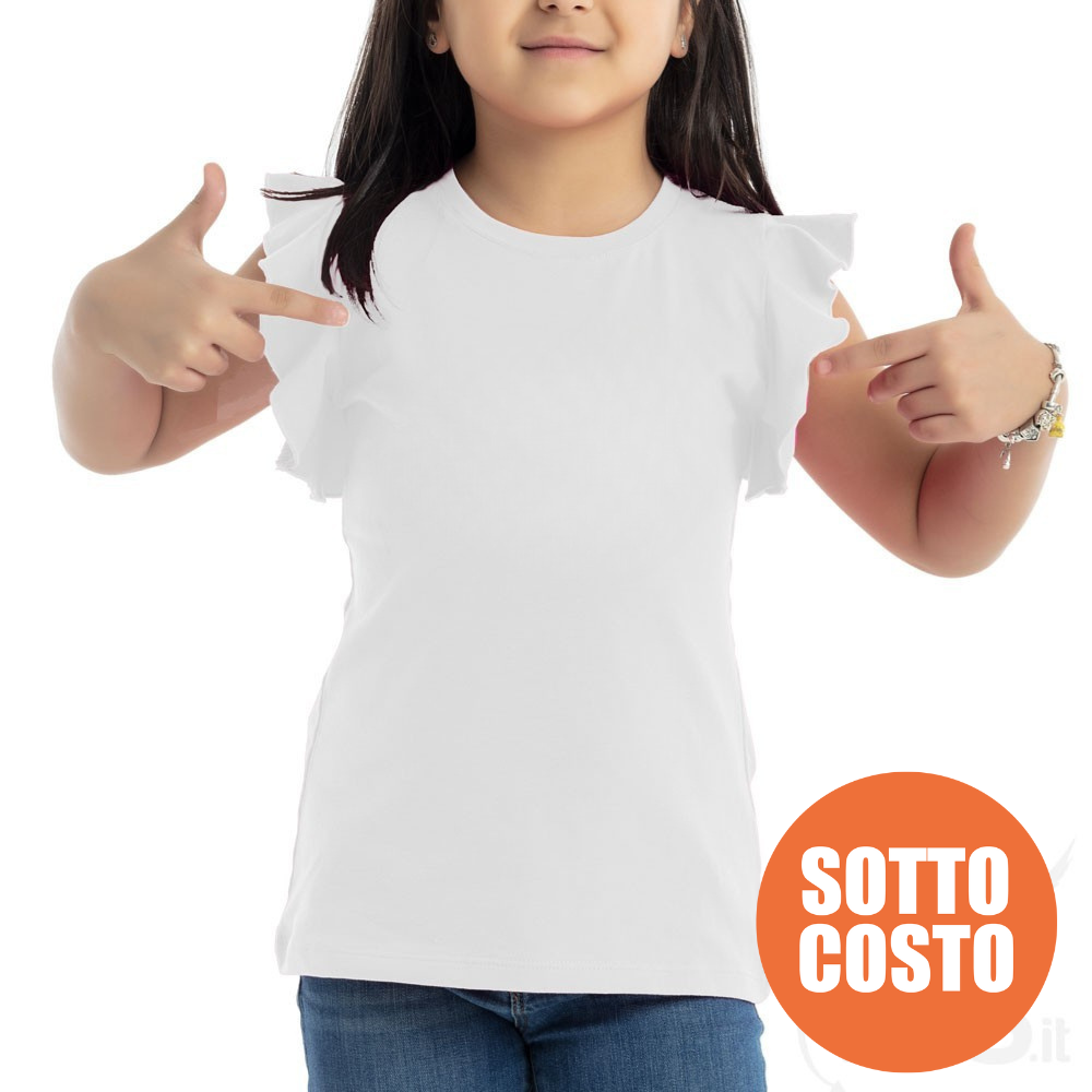 T-shirt bimba con maniche ad alette da personalizzare