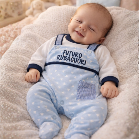 Tutina estiva finta salopette con stampa "Futuro rubacuori"