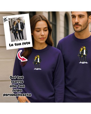Felpa personalizzata coppia Purple Mood – Dalla vostra foto alla grafica stile Yellow Together