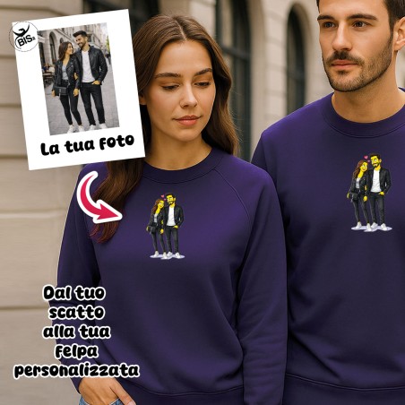 Felpa personalizzata coppia Purple Mood – Dalla vostra foto alla grafica stile Yellow Together