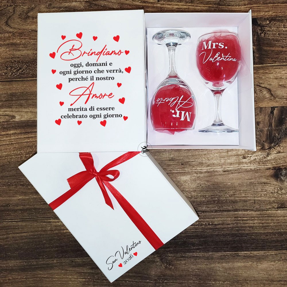Scatola regalo personalizzabile con 2 calici da vino