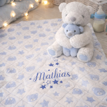 Copertina in pile con peluches orsetto da personalizzare con nome