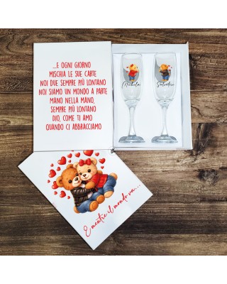 Scatola Regalo Personalizzata con Calici – Linea Teddy Lovers