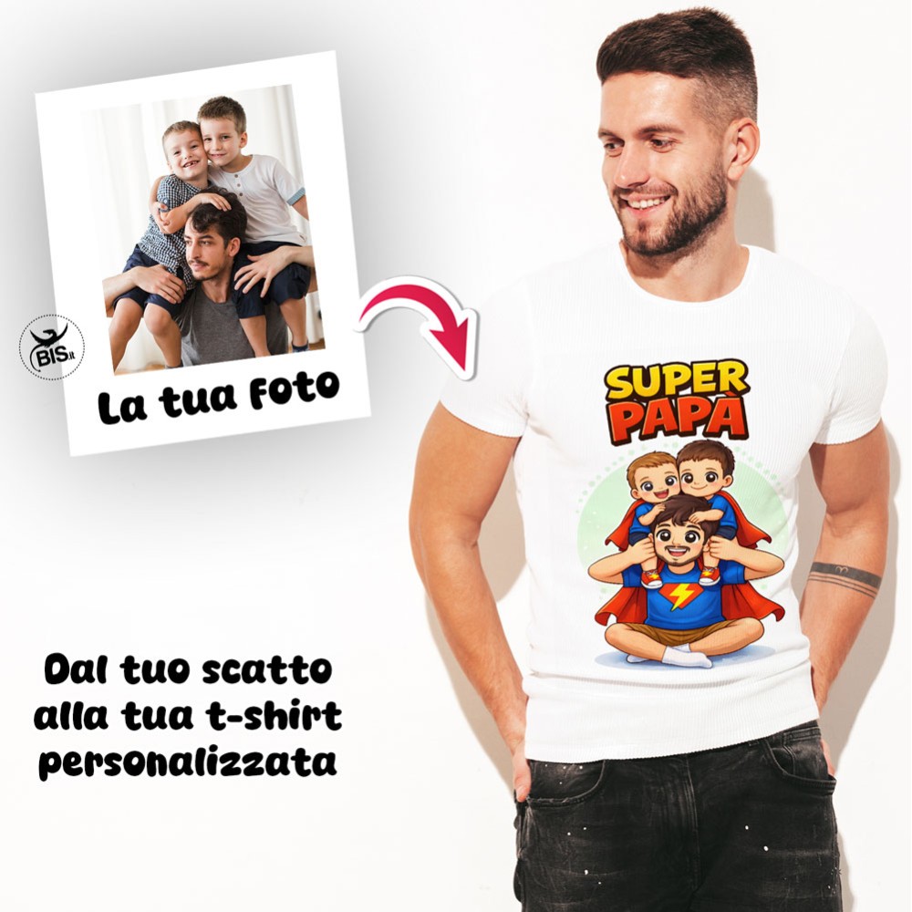 T-shirt personalizzata Linea WOW HEROES – Super Nonno, Super Papà, Super Zio