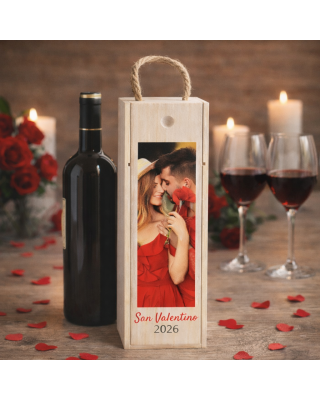 Scatola in Legno Personalizzata con Foto e Scritta "San Valentino 2025