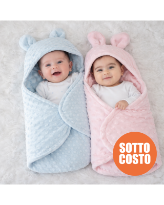 Sacco nanna neonato in ciniglia imbottita con cappuccio – caldo e avvolgente