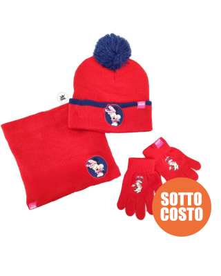 Kit cappellino, scalda collo e guanti bimba "Minnie" da personalizzare