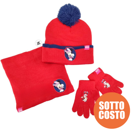 Kit cappellino, scalda collo e guanti bimba "Minnie" da personalizzare
