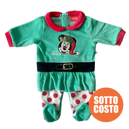 Tutina natalizia in ciniglia "Minnie Elfa" con nome