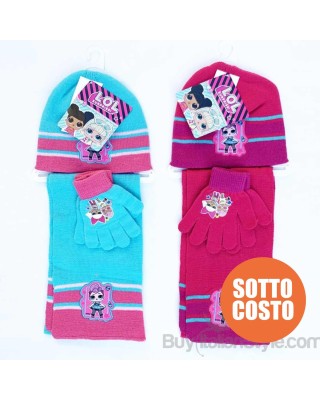 Kit "LOL SURPRISE" + nome, sciarpa, cappellino e guanti