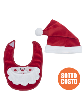 Set cappellino e bavaglino Babbo Natale con nome