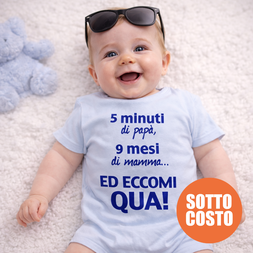 pagliaccetto "5 minuti di papà 9 mesi di mamma ed eccomi qua"