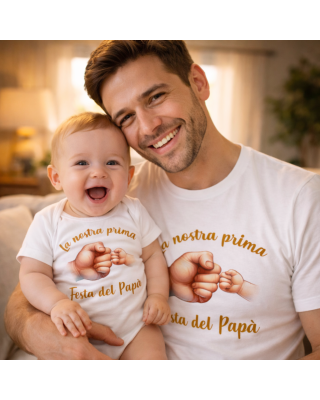 Gift Box Festa del Papà Coordinata T-Shirt e Body “La nostra prima Festa del Papà”