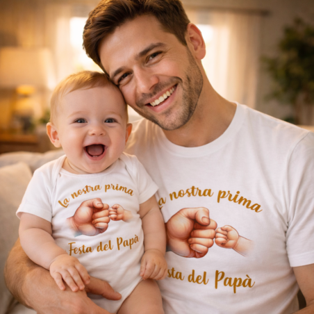 Gift Box Festa del Papà Coordinata T-Shirt e Body “La nostra prima Festa del Papà”