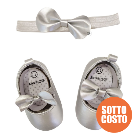 Set disney "Minnie" con scarpine e fascia invernale argento