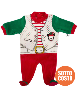 Tutina natalizia in ciniglia "Topolino" con nome