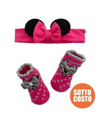 Set disney calzini glitterati e fascia con orecchie di Minnie