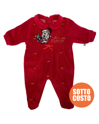 Tutina natalizia in ciniglia "Minnie" con nome in glitter