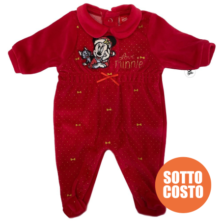 Tutina natalizia in ciniglia "Minnie" con nome in glitter
