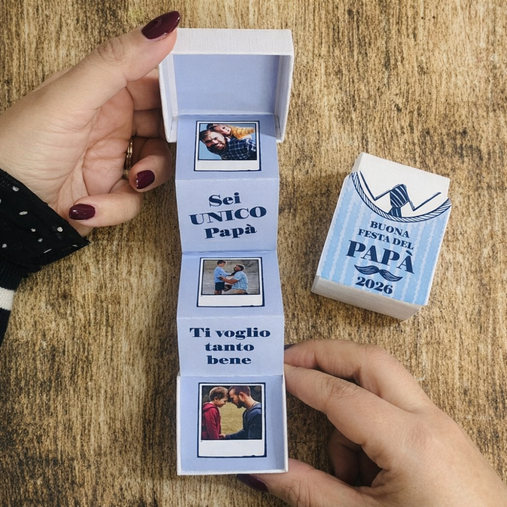 Scatola regalo a fisarmonica PAPA' da personalizzare con foto e testo