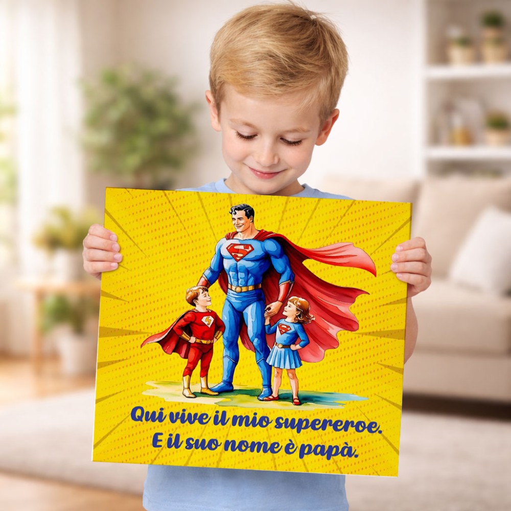 Foto-quadro "Super Papà" da personalizzare