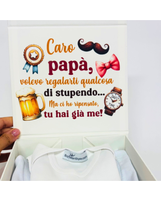 Gift Box Festa del Papà Coordinata T-Shirt e Body “La nostra prima Festa del Papà”
