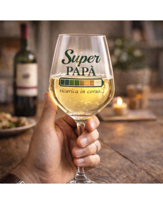 Gift Box con calice “Super Papà” già stampato. Regalo originale per la Festa del Papà