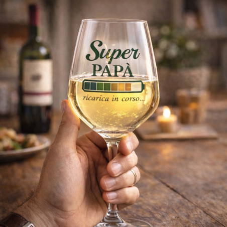 Gift Box con calice “Super Papà” già stampato. Regalo originale per la Festa del Papà