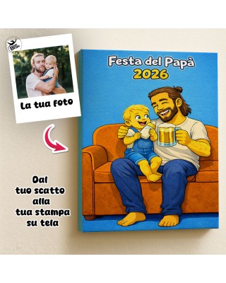 Quadro Festa del Papà 2026 Stile Simpson da Foto su Tela | Regalo Papà bis.it