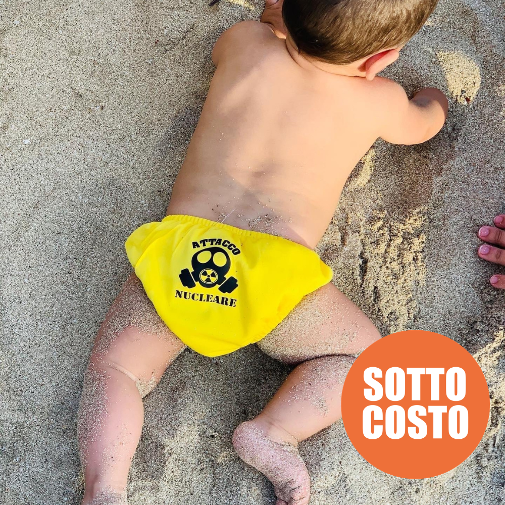 Newborn absorbent swimsuit with print "Nuclear attack".